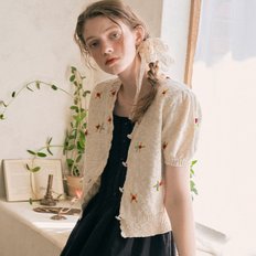 HAND FLOWER EMBROIDERY CARDIGAN IVORY