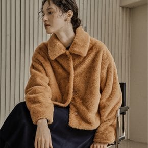 FAKE FUR SHOT COAT_ORANGE