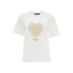 위켄드 막스마라 Short Sleeves T-Shirts BARBANO BIANCO+RICAMO