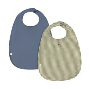 국내공식 콩제슬래드 디너 빕 턱받이 2팩 TEA STRIPE FLINT STONE