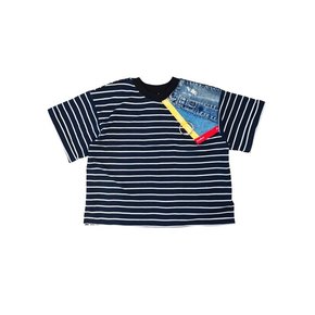 DENIM PATCH SHOULDER STRIPE T