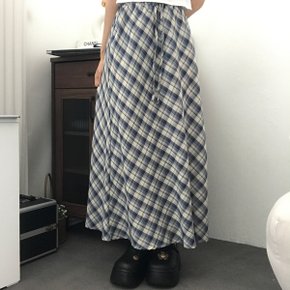 홀리 내추럴 체크 스트링 롱스커트2color