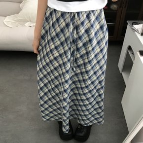 홀리 내추럴 체크 스트링 롱스커트2color