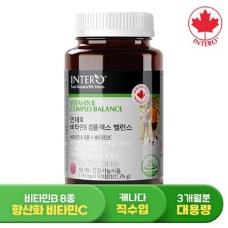 인테로 캐나다 비타민B 컴플렉스 90정 (3개월분) 고함량 수용성