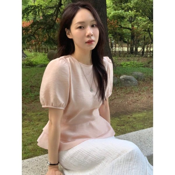 [꼬민지 PICK] See-through layered Frilled Peplum Blouse