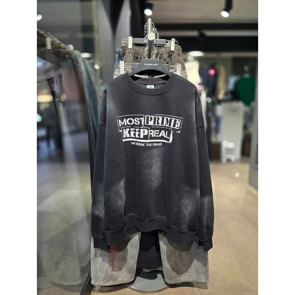 [시흥점] 더티워싱 모스트프라임 오버핏 맨투맨(남여공용)/JGZZ22A22BK