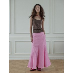 Hippie flower long skirt / Pink