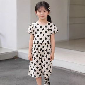 빅도트 퍼프소매 반팔 와이드팬츠 여아 상하복 206154