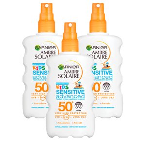 Garnier 가르니에 SPF50 키즈 선크림 선스크린 센서티브 어드밴스 스프레이형 200ml 3개