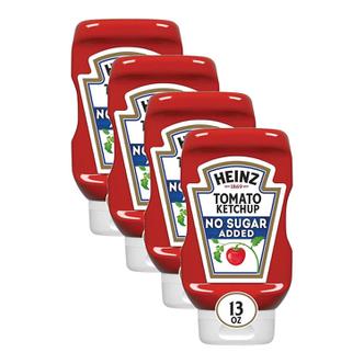 하인즈 [해외직구] 하인즈 토마토 케찹 무설탕 369g 4팩 Heinz Tomato Ketchup with No Sugar Added (13 oz Bottle)