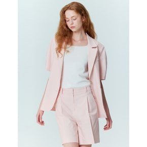 Volume sleeve linen belted jacket_Pink