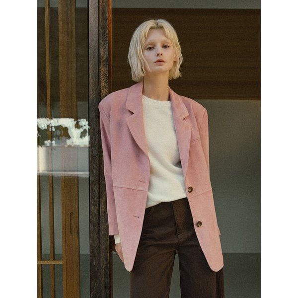 신세틱 스웨이드 싱글 자켓 [핑크]