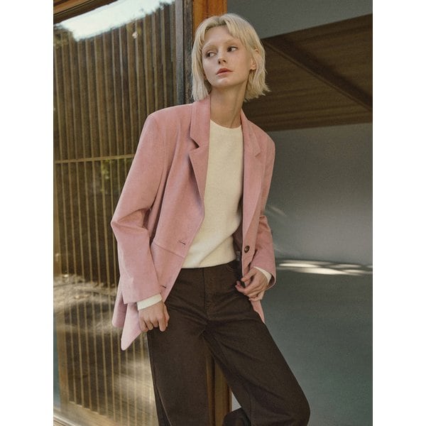 신세틱 스웨이드 싱글 자켓 [핑크]