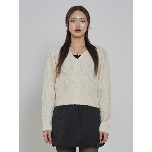 여성 케이블 Y 크롭 카디건 (WHITE) (HB1GDA5)
