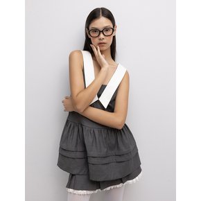 Sailor collar pointed grey dress 2type