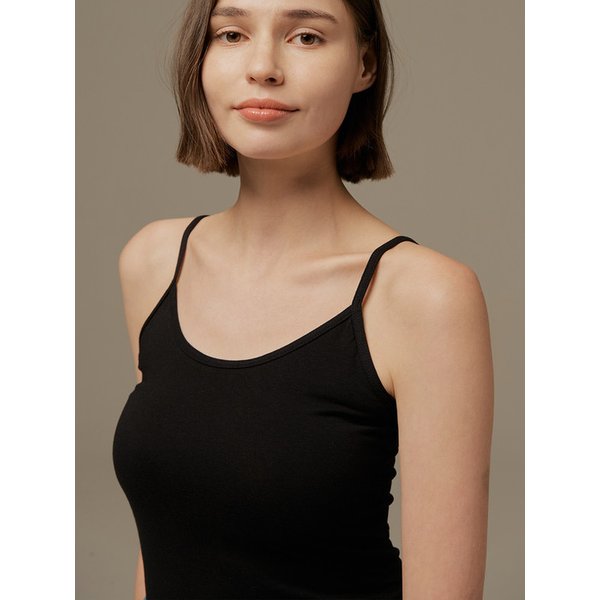 코튼 스판 캐미솔 탑 - 블랙