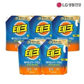 LG테크 베이킹소다+구연산 액체세제(드럼) 리필 2L*3개 +1.8L*2개