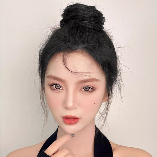 [언니네 가발] 똥머리 집게핀 가발(생머리) (블랙)