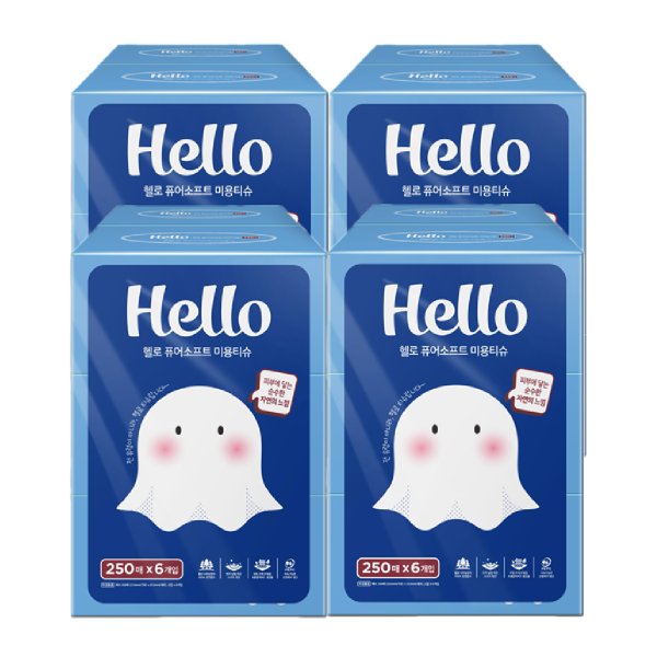 퓨어소프트 미용티슈 250매 6개입 4팩