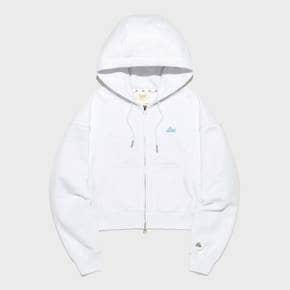 우먼 유니온 로고 크롭 후드 집업 화이트 LE2501HZ60WH