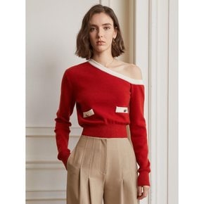 YY_One-shoulder sweater_RED