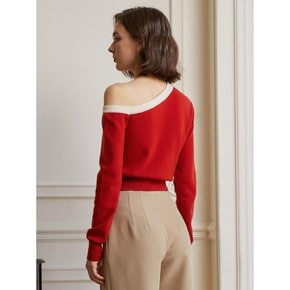 YY_One-shoulder sweater_RED