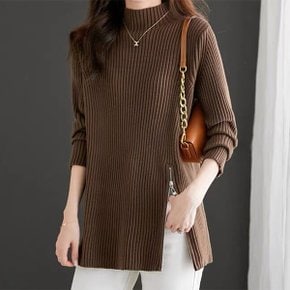 밑단 지퍼트임 골지 미들넥 롱니트 BA6C04_P353027936