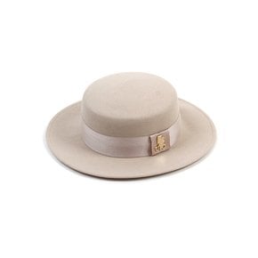 Ivory Line Flat Wool Ivory Fedora 울페도라