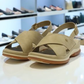 여성샌들 가죽샌들 Beige 레더 4cm 크로스 스트랩 샌들 EQDMSD871BE