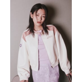 CROP FAUX LEATHER RACING JACKET_PINK