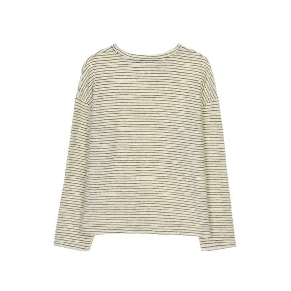 STRIPE FLEECE LONG SLEEVE TOP_CREAM