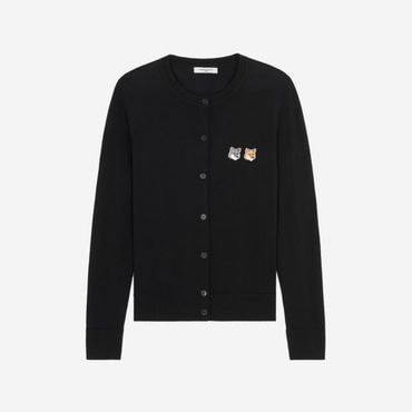  (W) 메종 키츠네 더블 폭스 헤드 패치 라운드넥 가디건 블랙 (W) Maison Kitsune Double Fox Hea