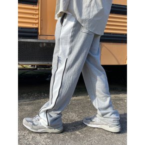 WIDE SWEAT SIDE ZIPPER PANTS (GREY&WHITE)