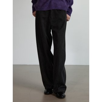 스테이피플 울 와이드 사선 팬츠 - CHARCOAL