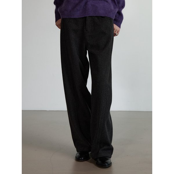 울 와이드 사선 팬츠 - CHARCOAL