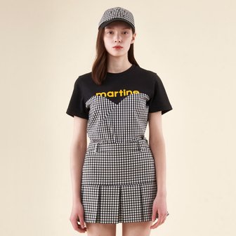 MARTINE GOLF [정상가 198000원]여성 깅엄체크 크롭 티셔츠 블랙 (Q0C120739)