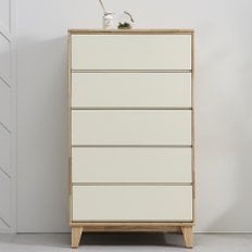 데코앤비 브리튼 고무나무 원목 화이트 5단서랍장