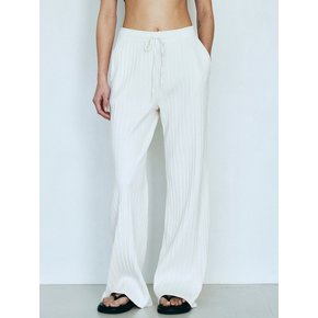 Slim Ribbed Wide Banding Pants (Cream)