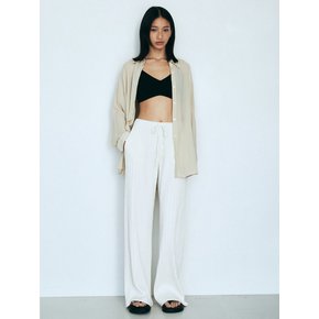 Slim Ribbed Wide Banding Pants (Cream)