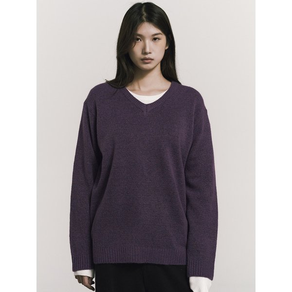 [ESSENTIAL] CLASSICAL SOFT V SWEATER_MAUVE PINK