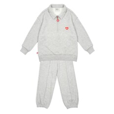 BK4HST06MG [SET] Melange Grey BB Heart Collar Jogger