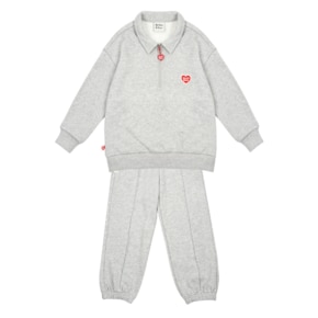 BK4HST06MG [SET] Melange Grey BB Heart Collar Jogger