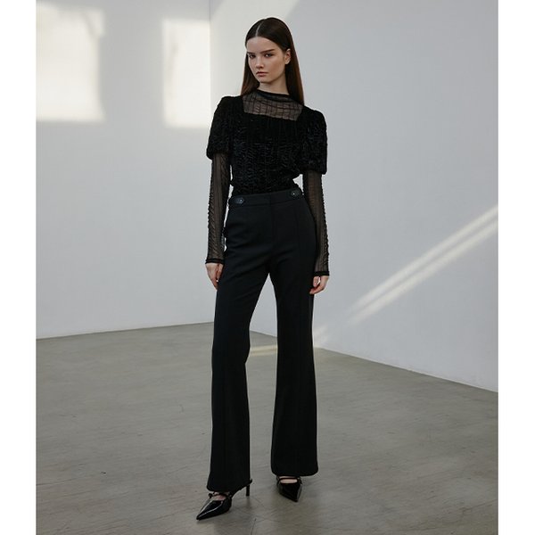 [시흥점] 여성 벨벳 레이어드 볼륨 페미닌 티셔츠 (ER4CL664)