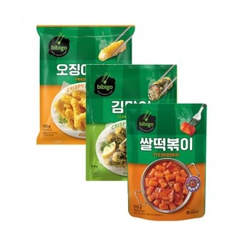  비비고 냉동 쌀떡볶이 575g 1개+오징어튀김 180g 1개+김말이튀김 500g 1개