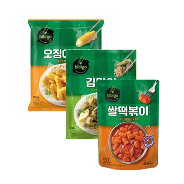  CJ 비비고 냉동 쌀떡볶이 575g 1개+오징어튀김 180g 1개+김말이튀김 500g 1개