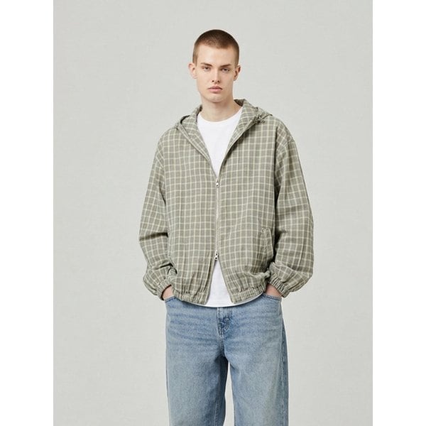 GRID PATTERN WINDBREAKER_YELLOW_남녀공용