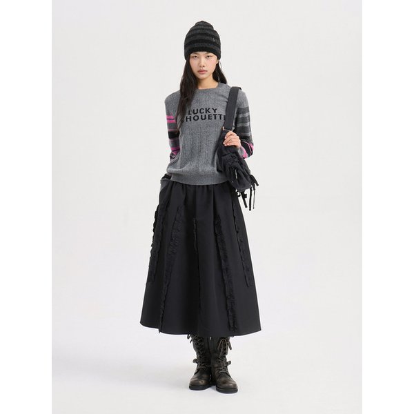 Frill Point Banding Long Skirt (black) LFKAW25400BKX