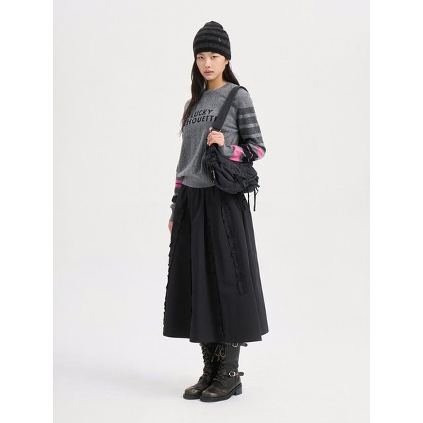 Frill Point Banding Long Skirt (black) LFKAW25400BKX