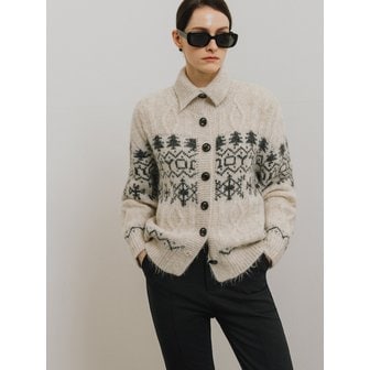 에이틴오비어 Brushed Nordic Cardigan (Ivory)