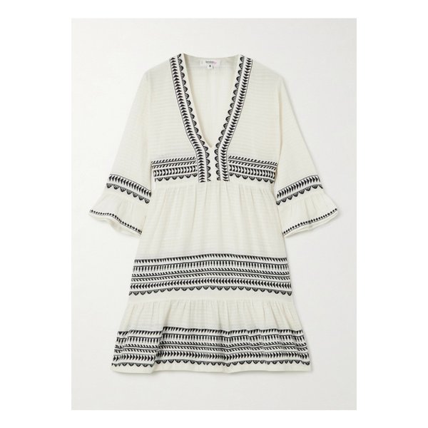 렘렘 한나 티어드 러플 스트라이프 코튼 미니 원피스 1647597334060343